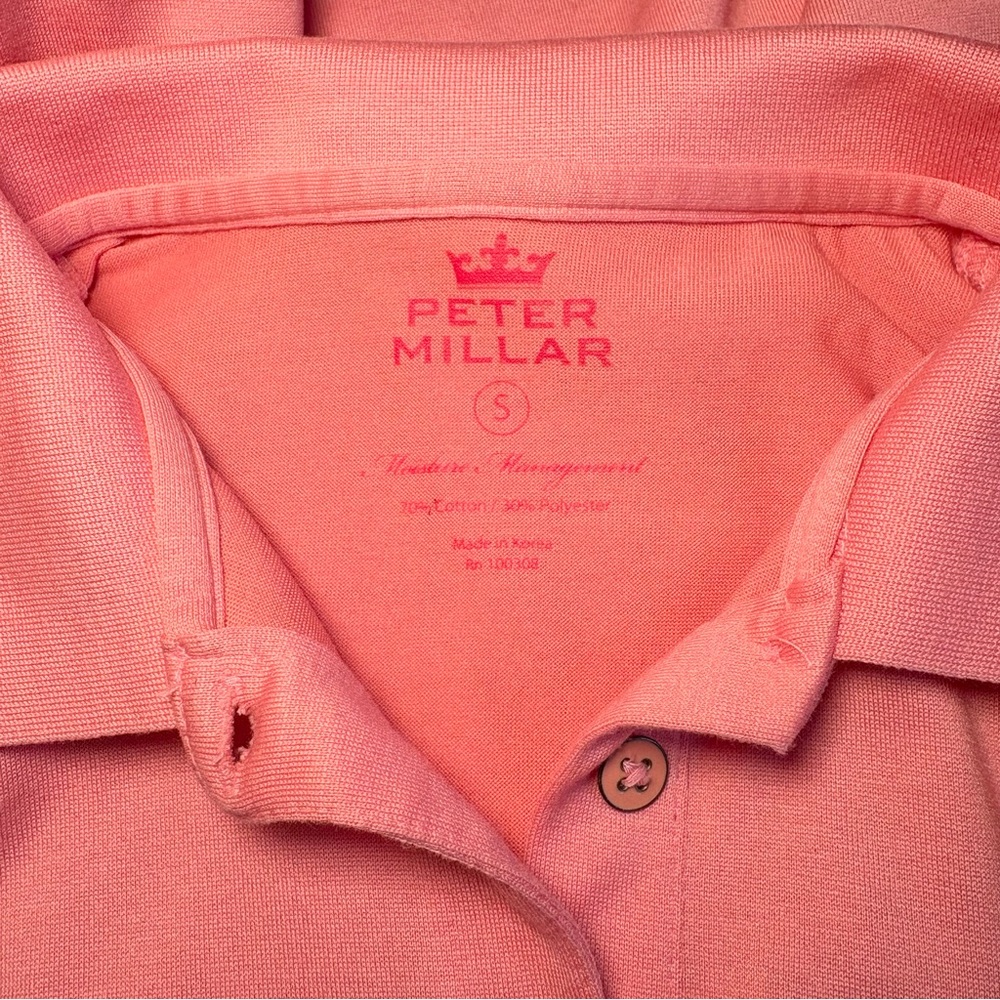 Peter Millar W’s Coral Pink Long Sleeve Polo - Picture 2 of 8